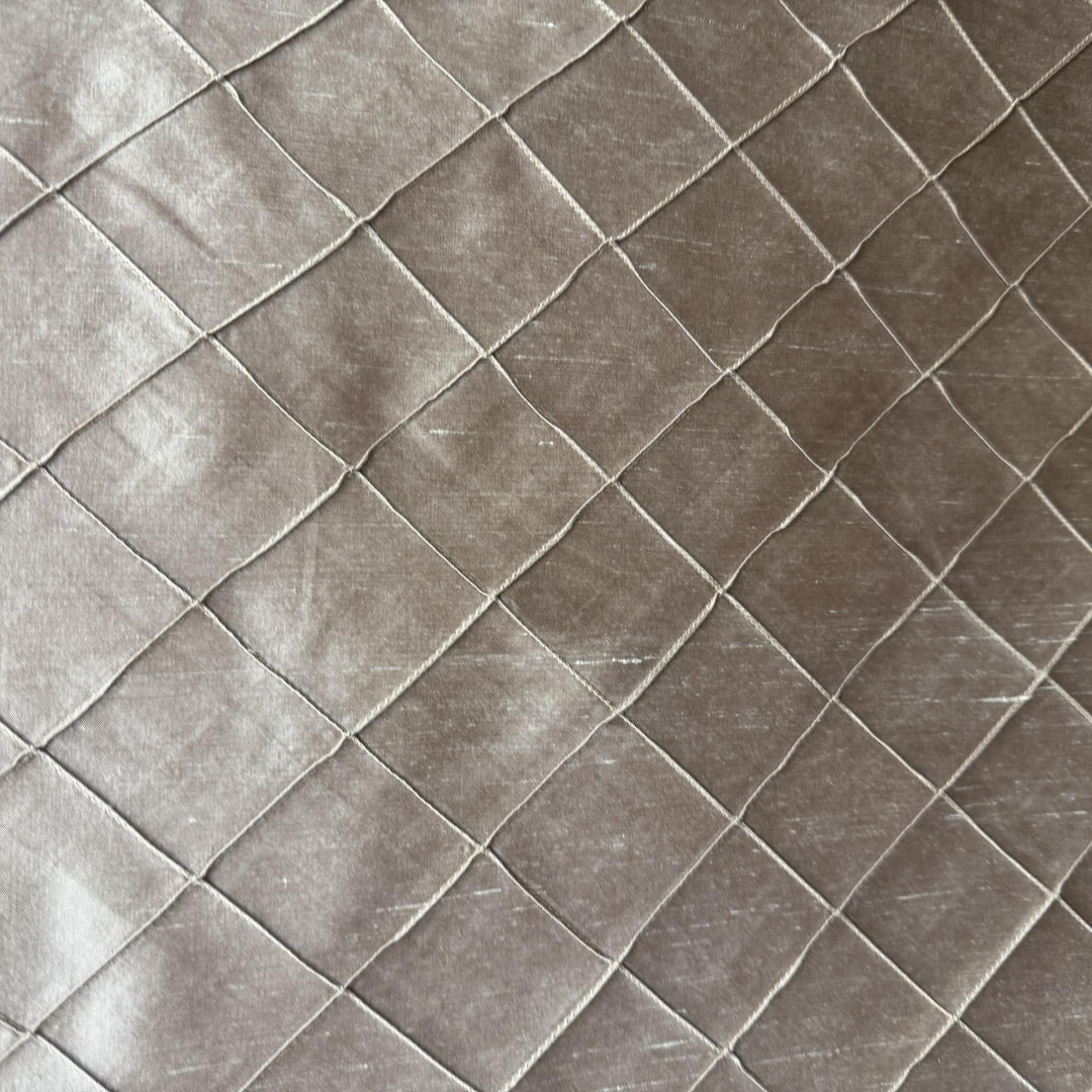 Tirelle Solid Quilted Small Diamond Silk Fabric in Champagne