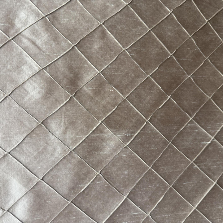 Tirelle Solid Quilted Small Diamond Silk Fabric in Champagne