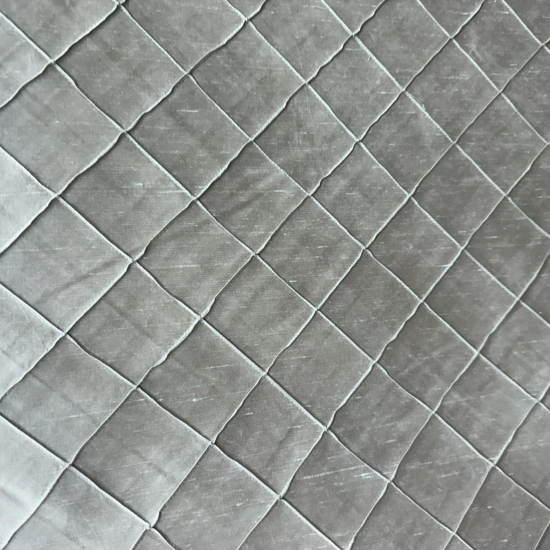 Tirelle Solid Quilted Small Diamond Silk Fabric in Jade