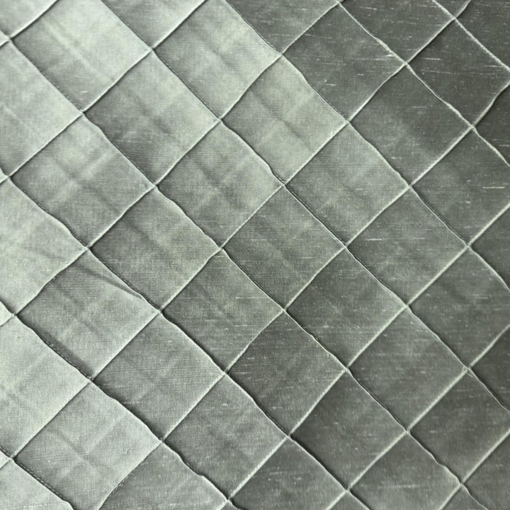 Tirelle Solid Quilted Small Diamond Silk Fabric in Moss