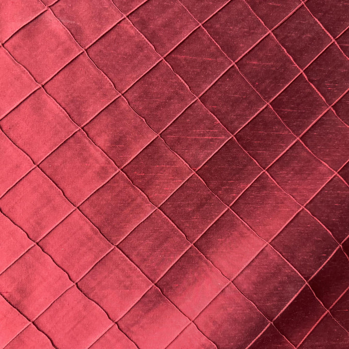 Tirelle Solid Quilted Small Diamond Silk Fabric in Red