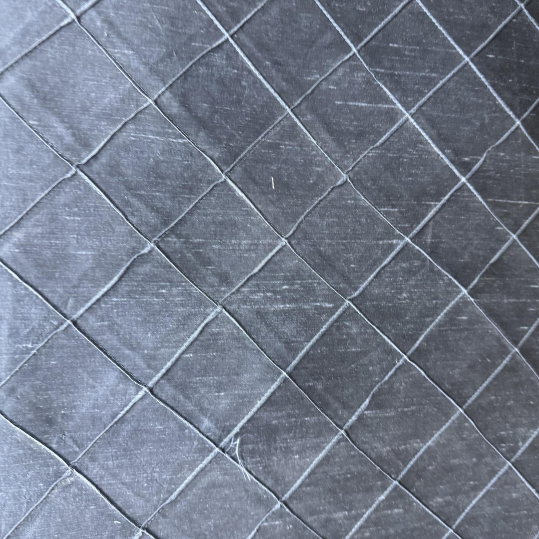 Tirelle Solid Quilted Small Diamond Silk Fabric in Slate