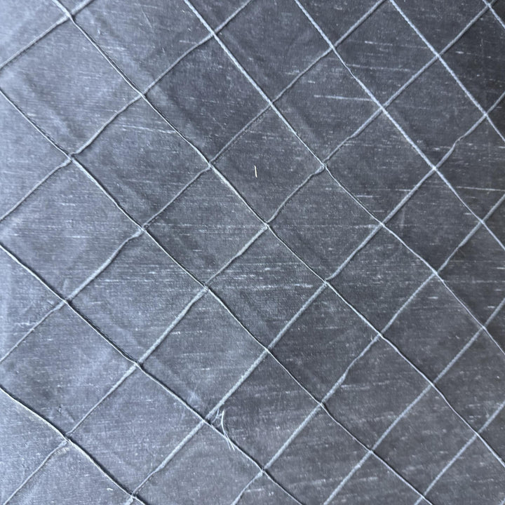 Tirelle Solid Quilted Small Diamond Silk Fabric in Slate