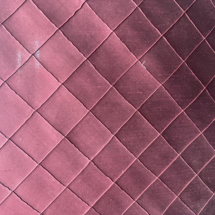 Tirelle Solid Quilted Small Diamond Silk Fabric in Wine