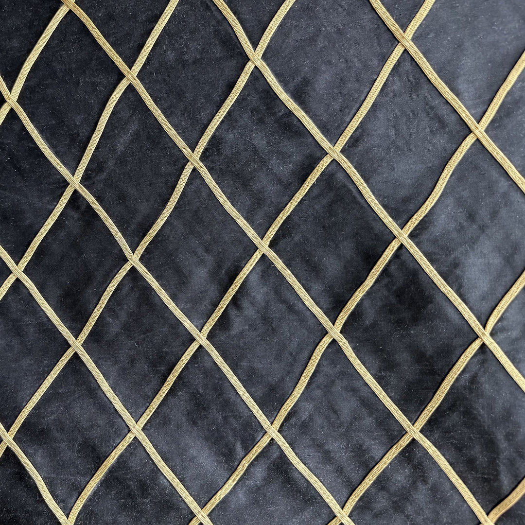 Vallorine Diamond Geometric Silk Fabric in Black