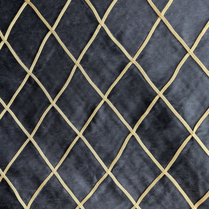 Vallorine Diamond Geometric Silk Fabric in Black