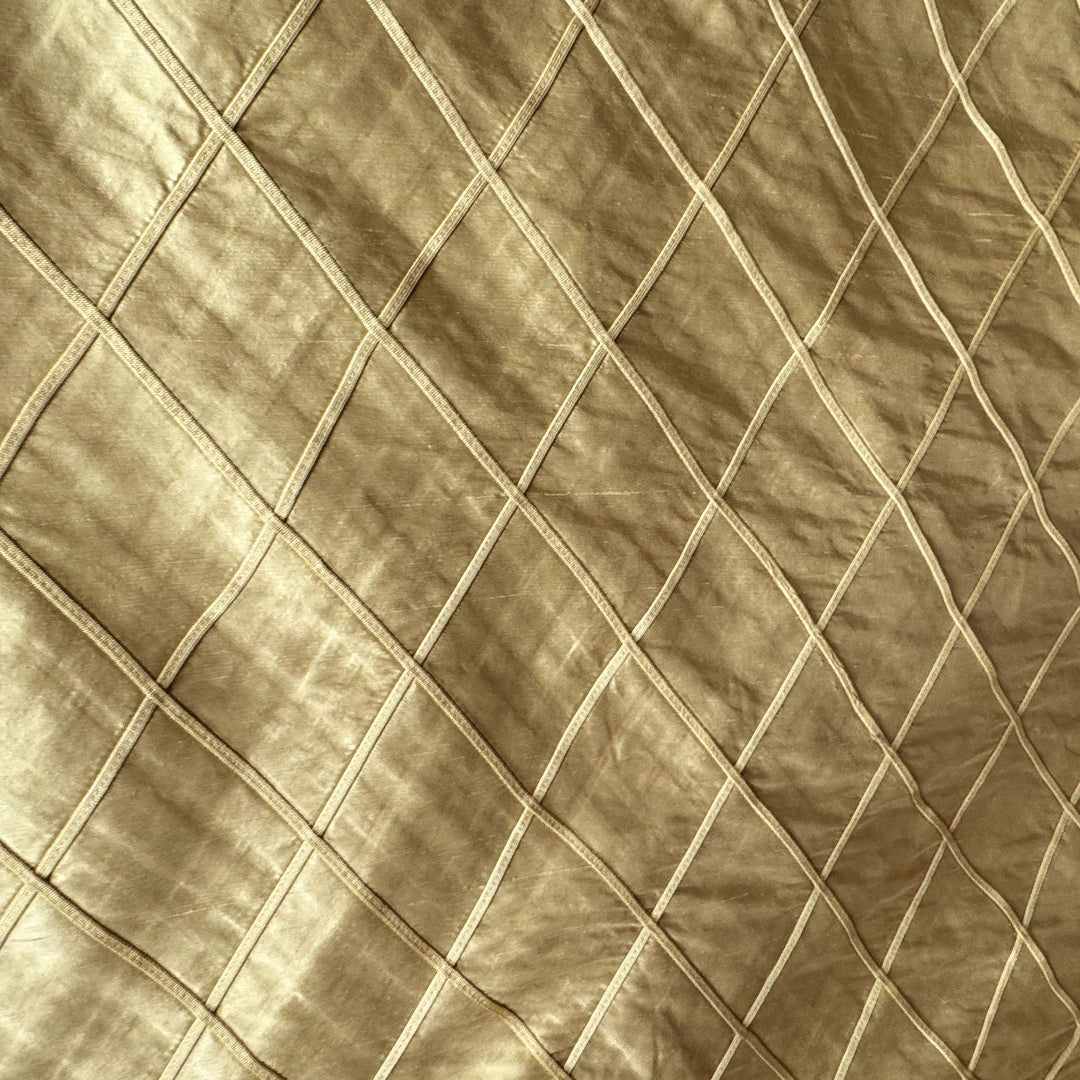 Vallorine Diamond Geometric Silk Fabric in Brass