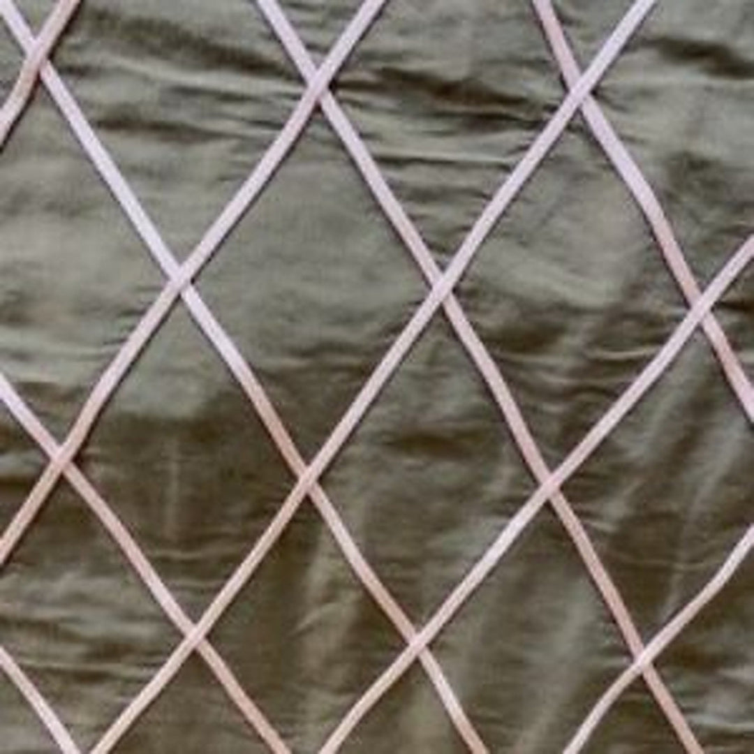 Vallorine Diamond Geometric Silk Fabric in Green Tea
