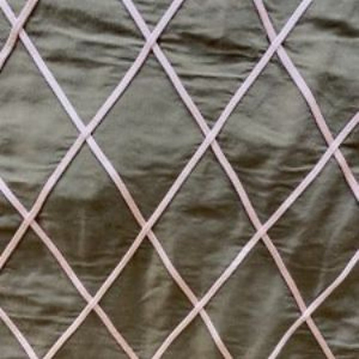 Vallorine Diamond Geometric Silk Fabric in Green Tea