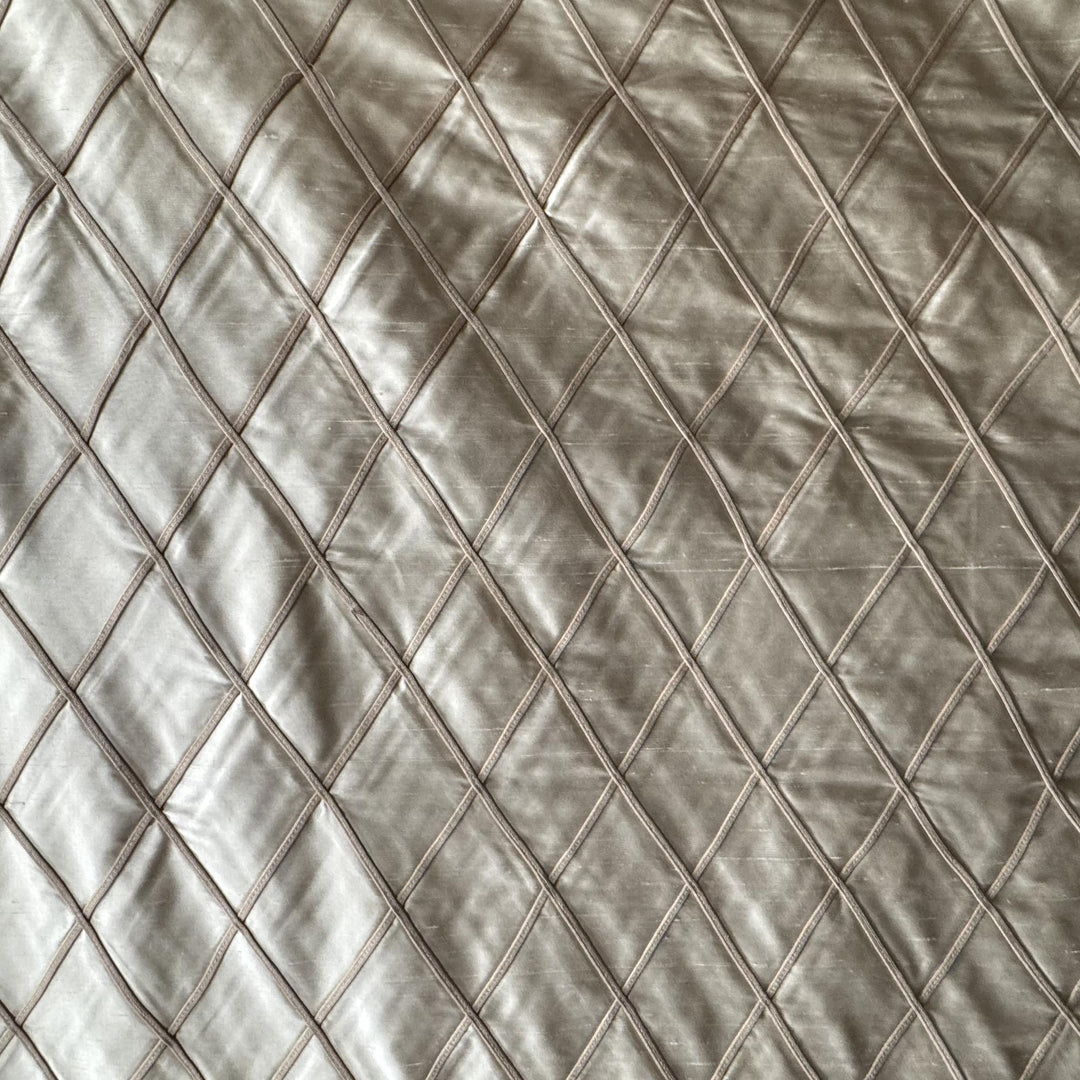 Vallorine Diamond Geometric Silk Fabric in Taupe