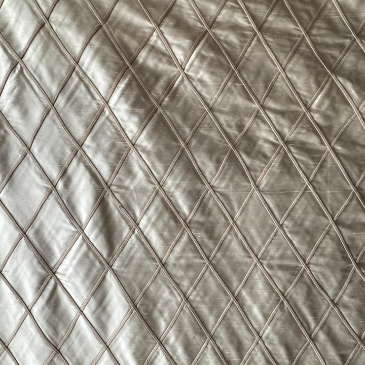 Vallorine Diamond Geometric Silk Fabric in Taupe