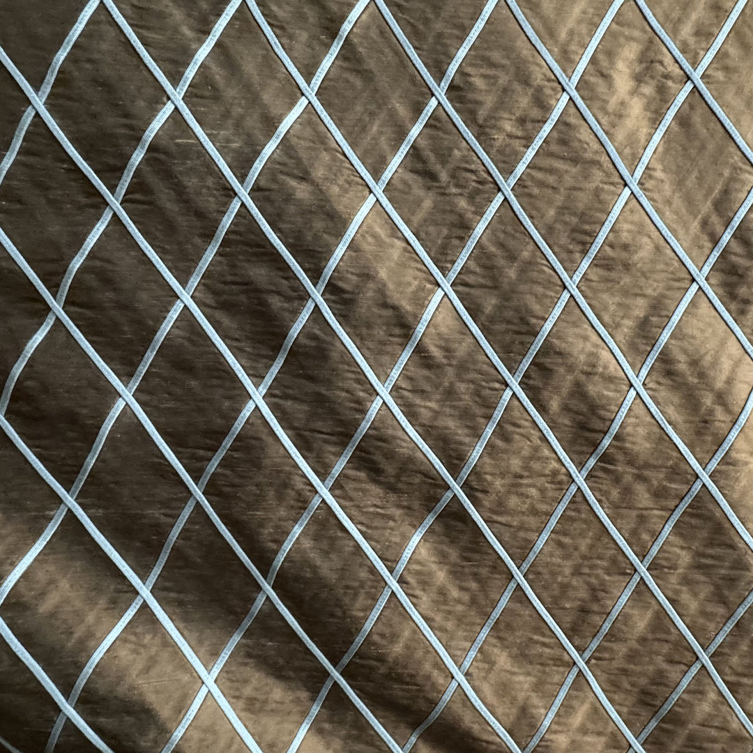 Vallorine Diamond Geometric Silk Fabric in Truffle