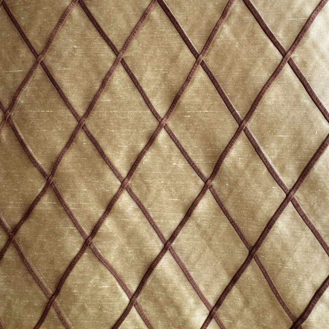 Vallorine Diamond Geometric Silk Fabric in Wheat