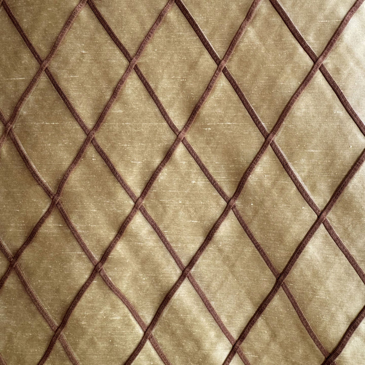 Vallorine Diamond Geometric Silk Fabric in Wheat