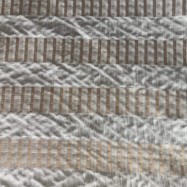 Amirelle Striped Silk Fabric in Teal