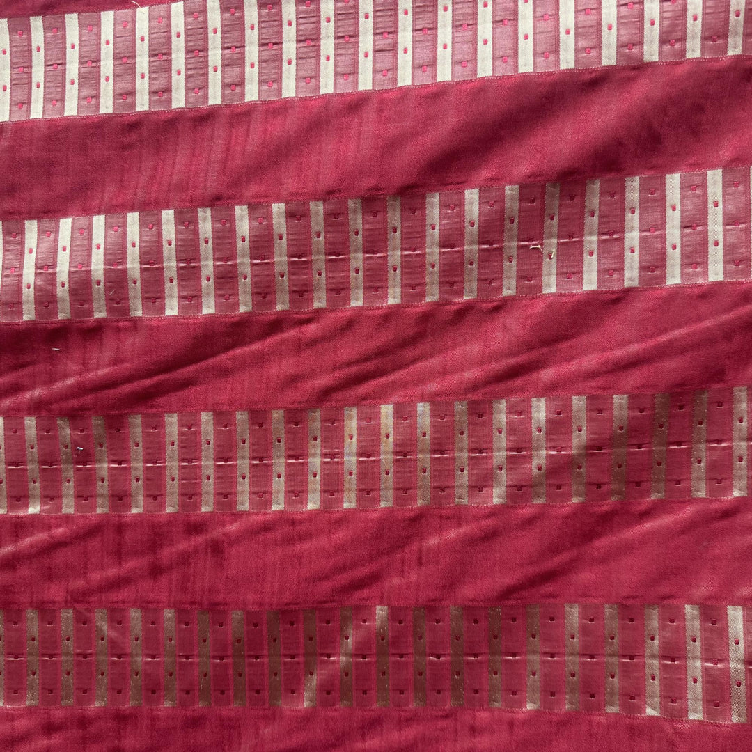 Amirelle Striped Silk Fabric in Scarlet
