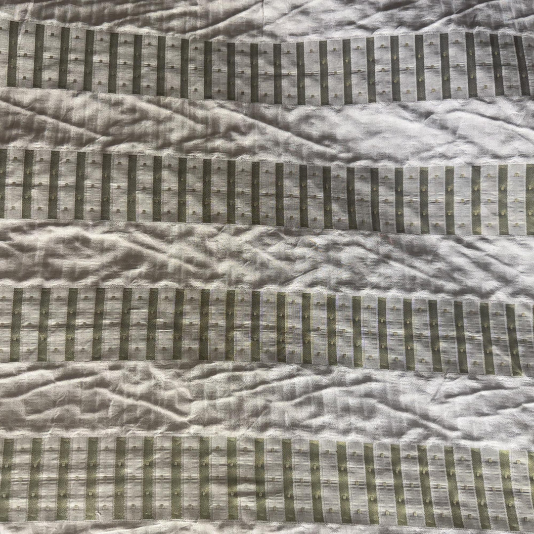 Amirelle Striped Silk Fabric in Pistachio