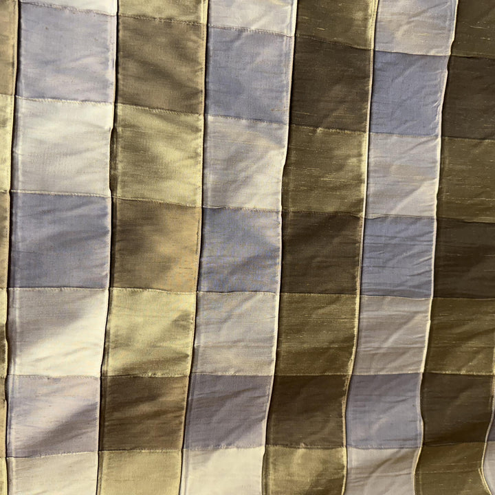 Damavelle Multi-Colored Small Square Geometric Silk Fabric in Mustard