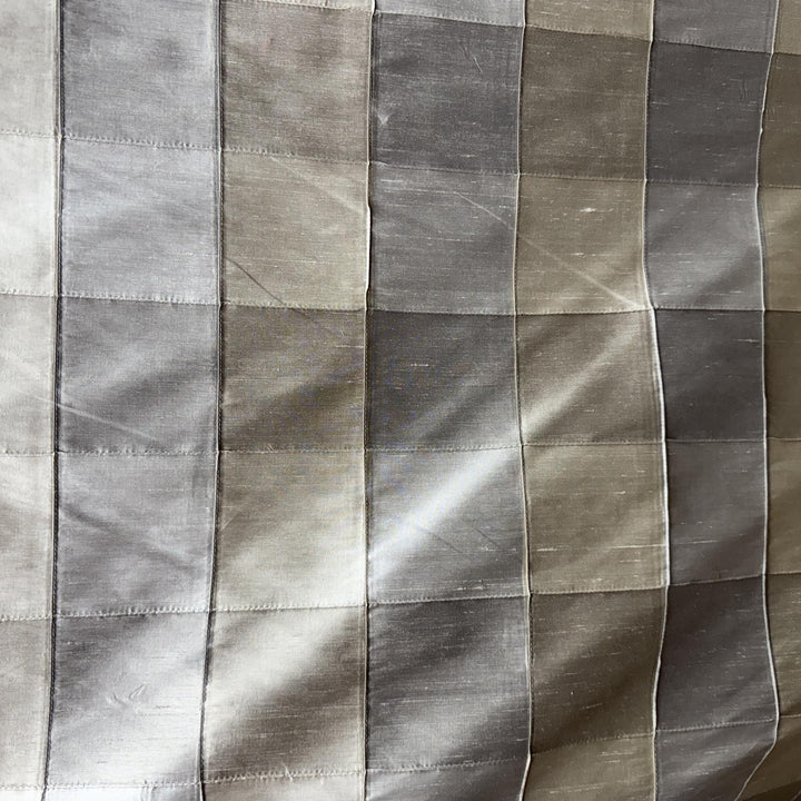 Damavelle Multi-Colored Small Square Geometric Silk Fabric in Soft Grey