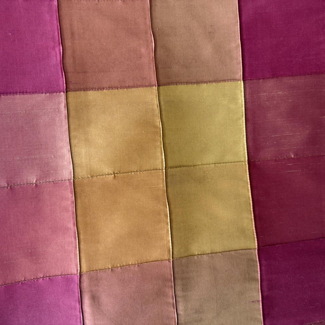 Damavelle Multi-Colored Small Square Geometric Silk Fabric in Cinnamon