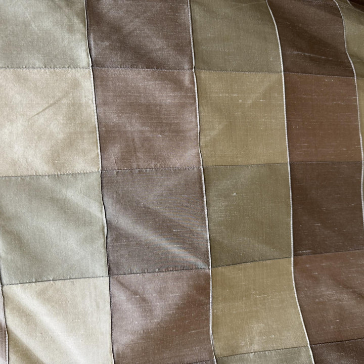 Damavelle Multi-Colored Small Square Geometric Silk Fabric in Olive Tree