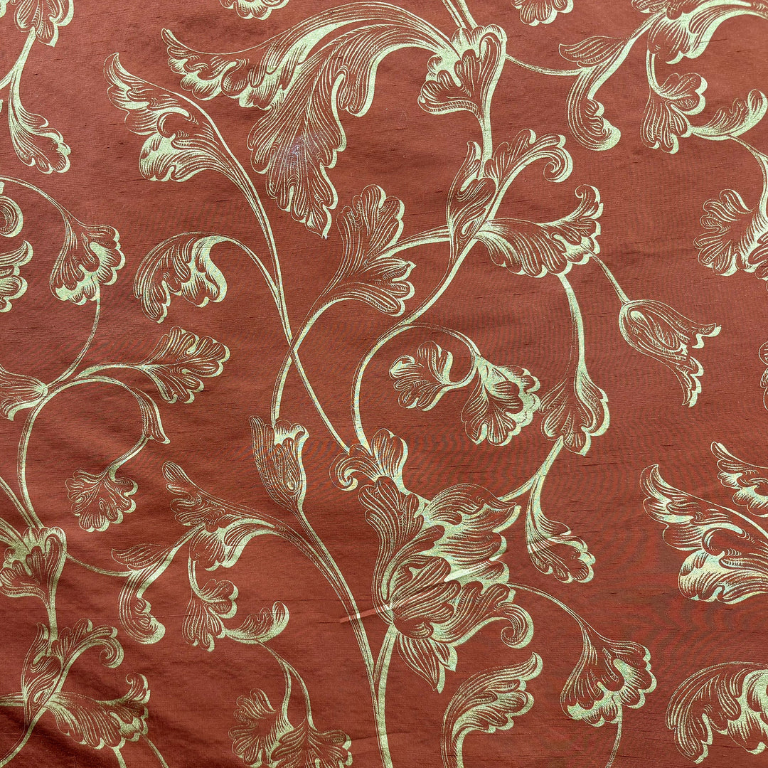 Elsorine Floral Print Jacquard Silk Fabric in Barnacle