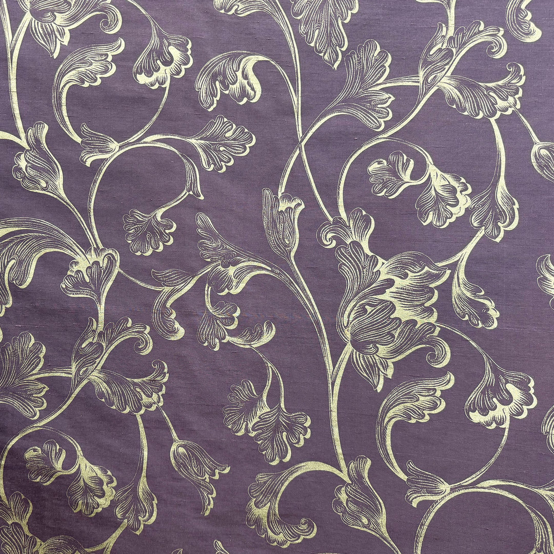 Elsorine Floral Print Jacquard Silk Fabric in Claret