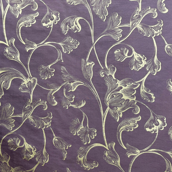 Elsorine Floral Print Jacquard Silk Fabric in Claret