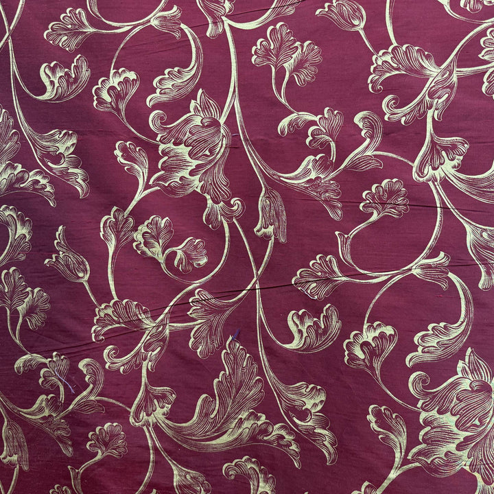 Elsorine Floral Print Jacquard Silk Fabric in Fire
