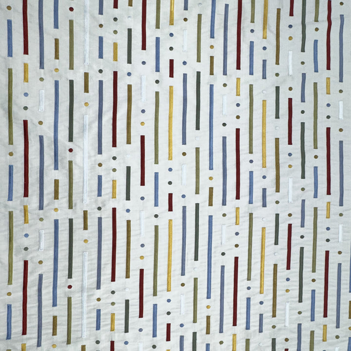 Fenvessa Multi-Colored Stripe Silk Fabric in Bluebell