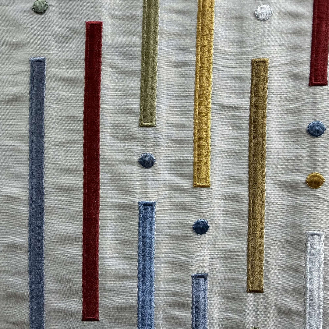 Fenvessa Multi-Colored Stripe Silk Fabric in Bluebell