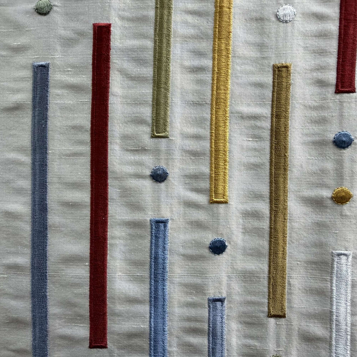 Fenvessa Multi-Colored Stripe Silk Fabric in Bluebell