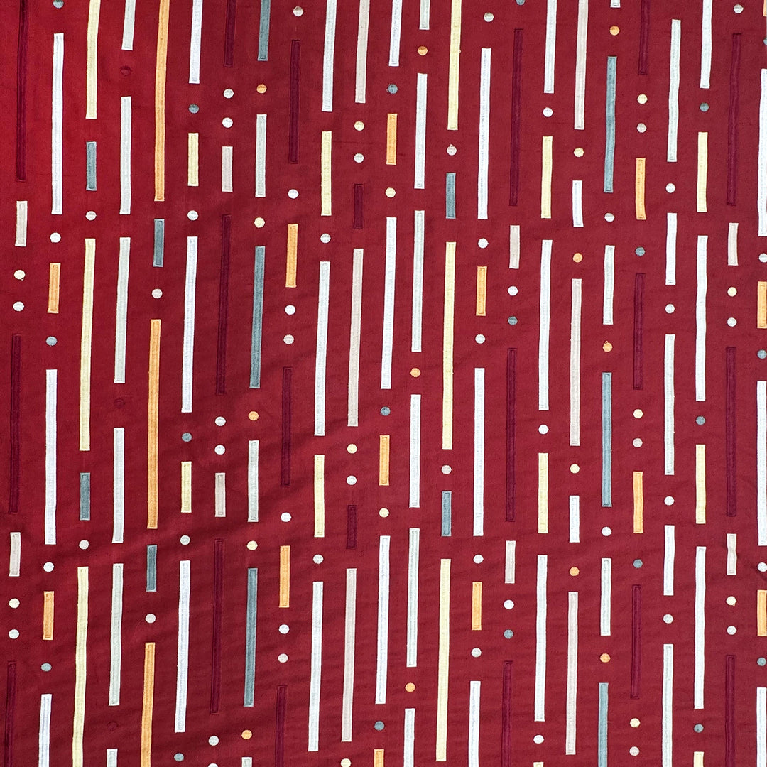 Fenvessa Multi-Colored Stripe Silk Fabric in Chili