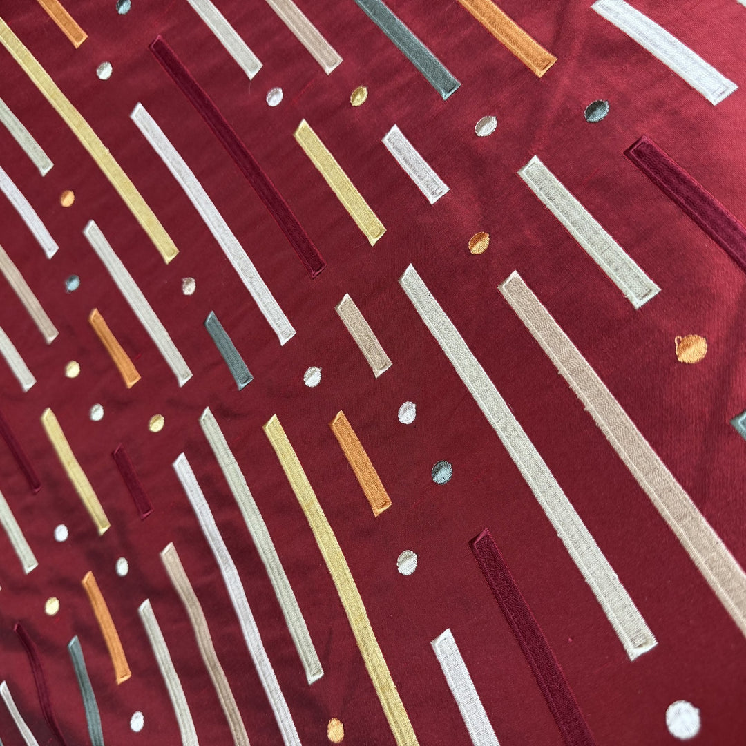 Fenvessa Multi-Colored Stripe Silk Fabric in Chili