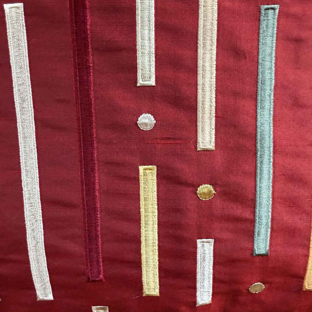 Fenvessa Multi-Colored Stripe Silk Fabric in Chili
