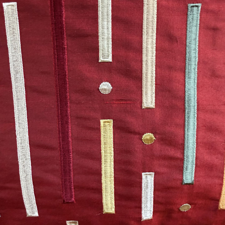 Fenvessa Multi-Colored Stripe Silk Fabric in Chili
