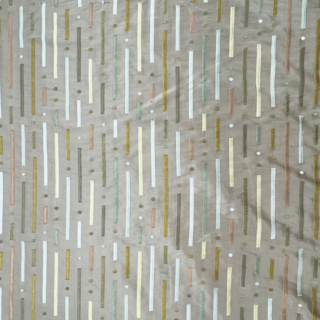 Fenvessa Multi-Colored Stripe Silk Fabric in Praline
