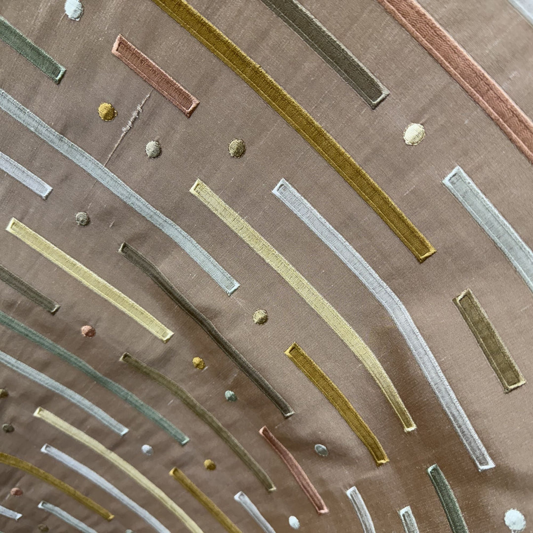 Fenvessa Multi-Colored Stripe Silk Fabric in Praline