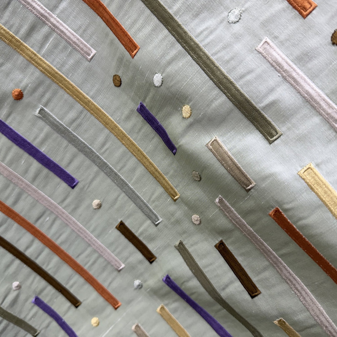 Fenvessa Multi-Colored Stripe Silk Fabric in Seaspray