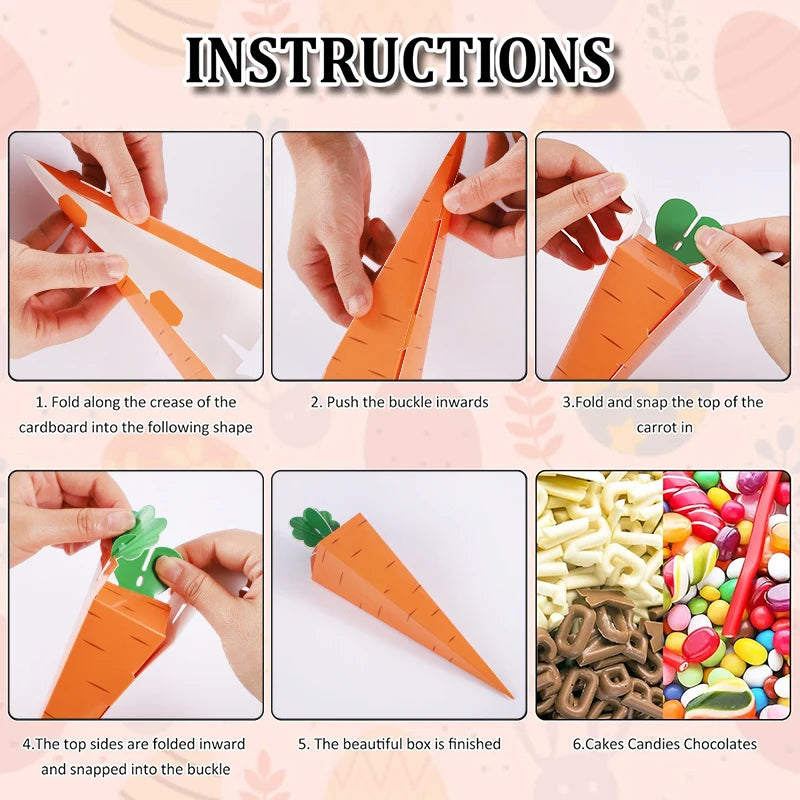 Easter Carrot Paper Candy Gift Box / 12PC