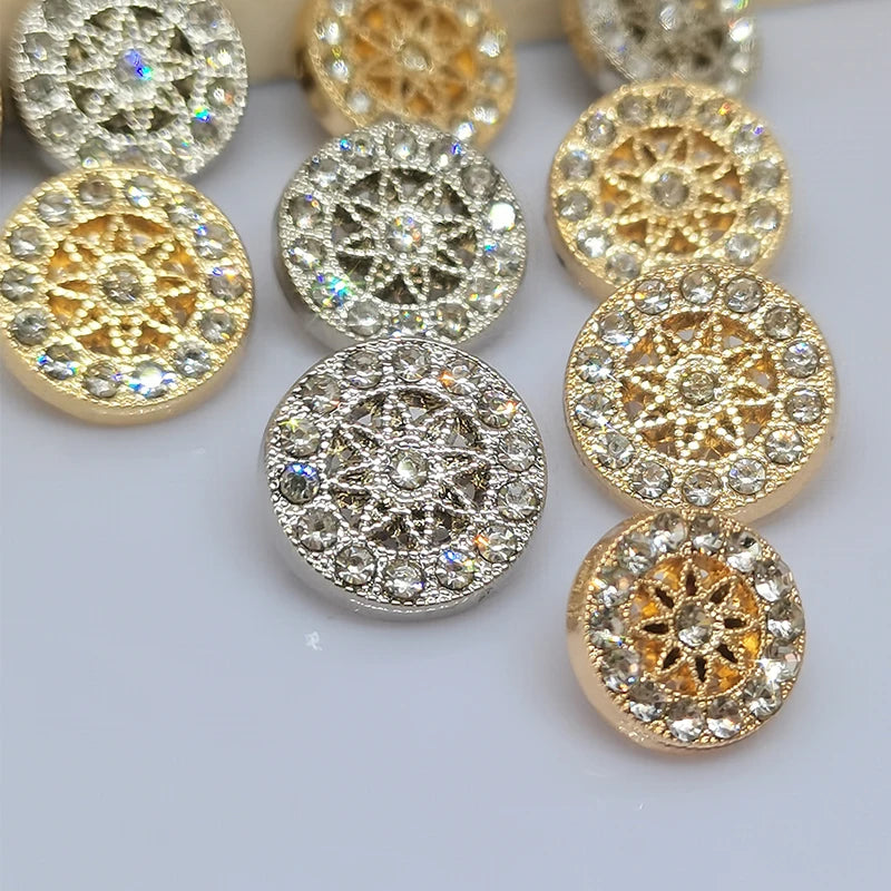 Amy Rhinestone Buttons 6 PC | 6 Styles | 12–20mm | Gold Silver Crystal ...
