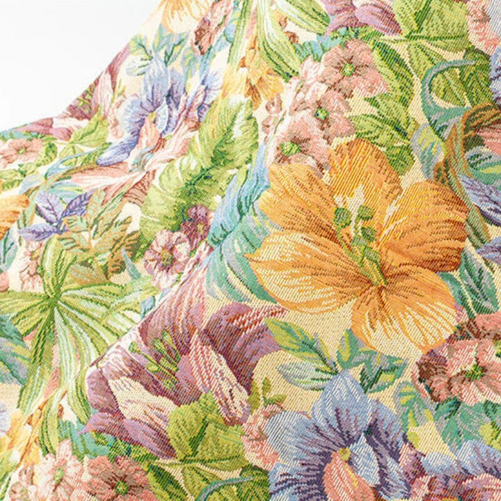 Siela Multicolor Large Floral Flower Printed Jacquard Chenille Fabric