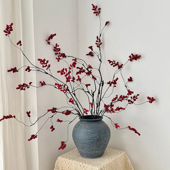 Musa 36 Inch Artificial Red Berry Fruit Branch