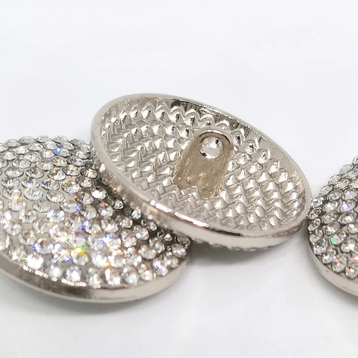 Shuier 26MM Rhinestone Metal Round Buttons - 6 PC
