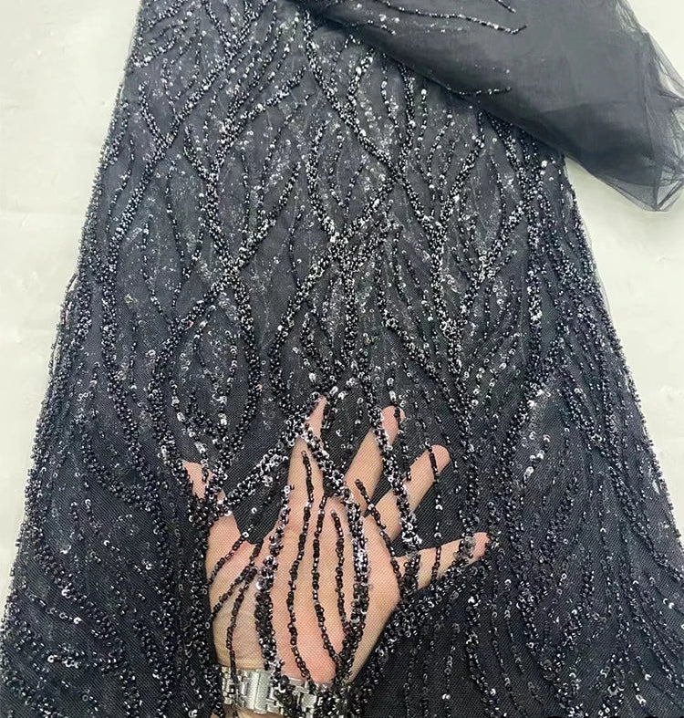 5 YARDS / 7 COLORS / Elysia Beaded Embroidery Bridal Mesh Lace Fabric