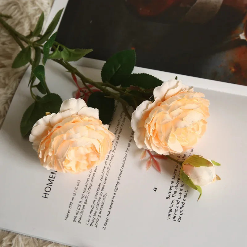 Davia 3 Head Faux Peony Flower