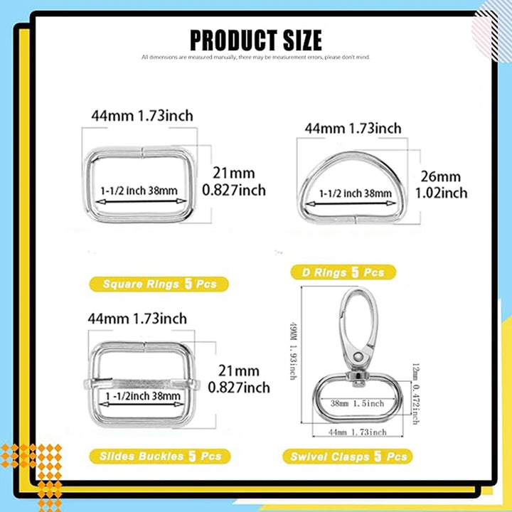 20 SET /  Metal Belt Buckle D Ring Set