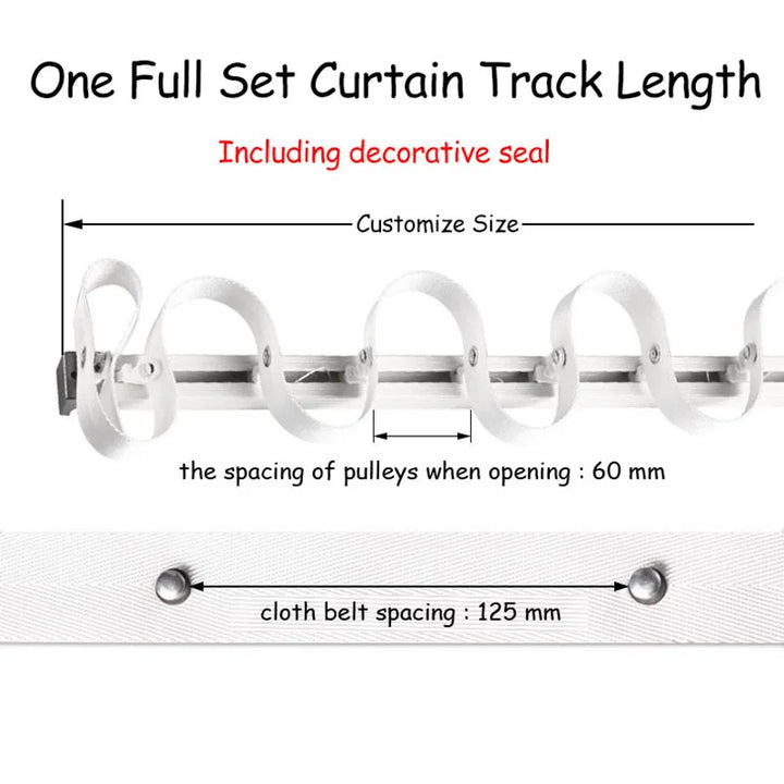 Crest S Fold Ripplefold Wave Curtain Track Set with Heading Tape