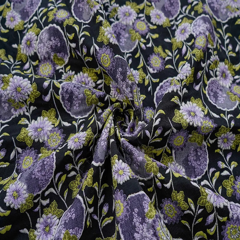 Hayai Purple Black Yarn Dyed Jacquard Fabric