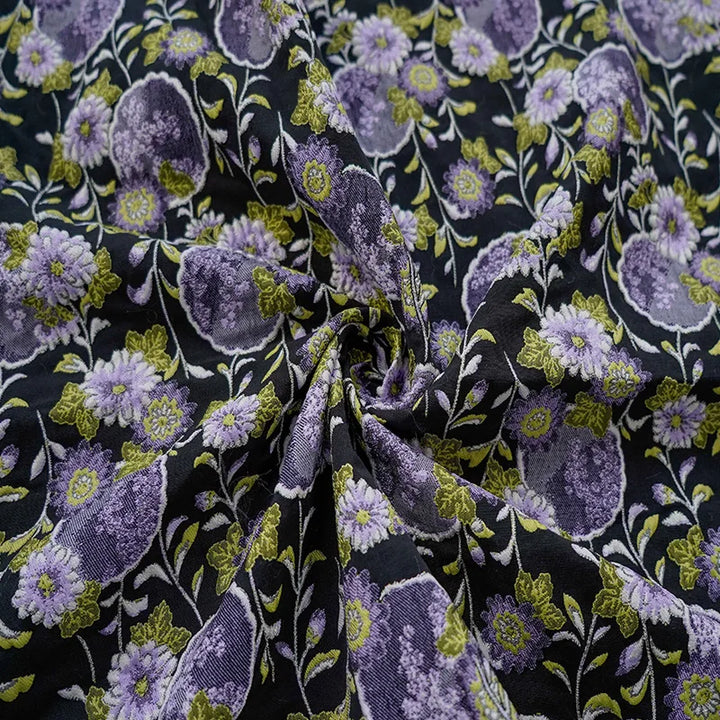 Hayai Purple Black Yarn Dyed Jacquard Fabric